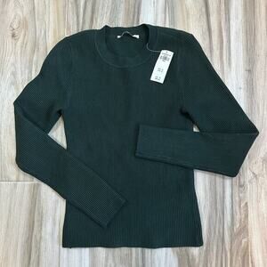 NWT Abercrombie & Fitch Sweater S Green Long Sleeve‎ Ribbed Casual Minimalist